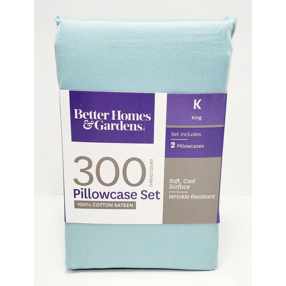 Better Homes & Gardens King Pillowcase Set 100% Cotton 300 Thread Count New